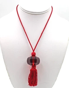 Collar Borla Cordón Seda Largo Colgante Cristal Baccarat Sherazade Rojo Cristal - Imagen 1 de 5