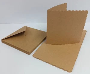 10 Eco-Friendly 6" x 6" Scalloped Greeting Card Blank & Envelope - 100% Recycled - Picture 1 of 1