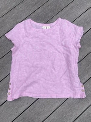 C&C 100% Linen Short Sleeve  Shirt top Button Accent Pink Lagenlook Coastal sz L - Image 1 of 3