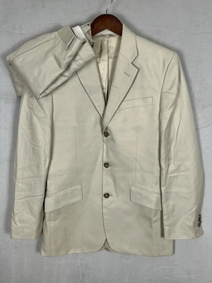 Traje Banana Republic 3 Botones Para Hombre 38R / 31W X 30L Lino Mezcla Algodón Beige Foto 1 de 4