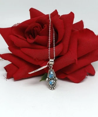 Sterling Silver Golden HIlls Turquoise NWT  18"  Necklace 4.55g  CAT RESCUE - Image 1 of 3