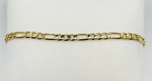 Solid 4mm Figaro Link 8” Bracelet 14k Italy Yellow Gold 5 Grams Lobster Clasp - Picture 1 of 7