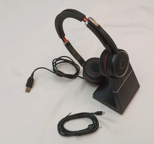 Jabra Evolve 75 Wireless Bluetooth Headset w/ Dock, Case, USB Cable (No Dongle) - Afbeelding 1 van 9