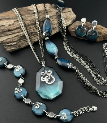 Brighton SHELL SHIMMER Blue 2 Necklaces, Bracelet and Earrings Set - Image 1 of 4