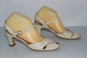 GEOX Escarpins Ouverts Sandales Cuir beige T 39 Bon état - Imagen 1 de 7