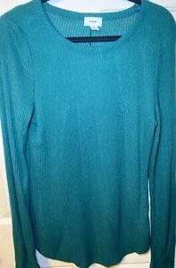 Maglione leggero Old Navy donna manica lunga scollo a scoop color verde acqua a costine, M - Foto 1 di 3