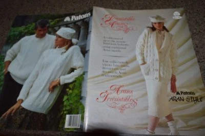 Lot 6 Vintage Irish Knit Cable Knitting Crochet Magazines Bernat Patons Phildar - Image 1 of 2
