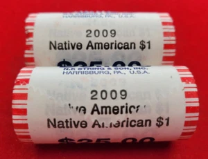 2 U.S. Mint Rolls 2009P Native American Dollars $50 Face 240659 - Picture 1 of 6
