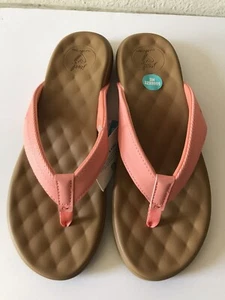WOMEN'S REEF BROWN/CORAL CUSHION HARMONY BEACH/POOL FLIP FLOP SANDALS SIZE 9 NWT - Picture 1 of 9