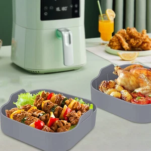 Air Fryer Silicone Liners Reusable Silicone Airfryer Square Basket Pot US STOCK - Picture 1 of 12