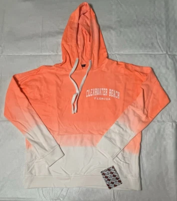Sudadera Basix Of America Clearwater Beach Florida Talla Pequeña Naranja Blanca Foto 1 de 4