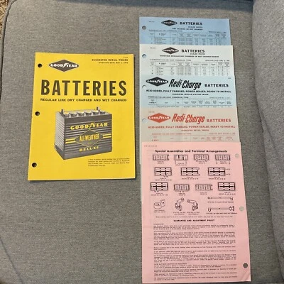 Catálogo de identificación de baterías Goodyear y hojas de precios 1963-1965 NOS Foto 1 de 4
