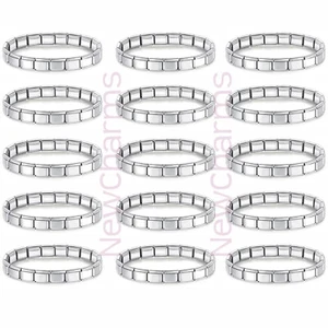 Fifteen (15) Italian Charm Starter Bracelets - Shiny Stainless Steel Jewelry 9mm - Picture 1 of 2