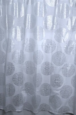 69x71" White w/ Silver Mandala Circles Cloth Shower Curtain Easy Care Polyester - Image 1 of 4