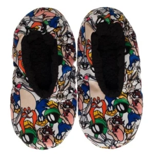 Looney Tunes Slipper Socks Cozy Faux Fur Lining Warm Bugs Bunny Marvin Martian - Picture 1 of 4