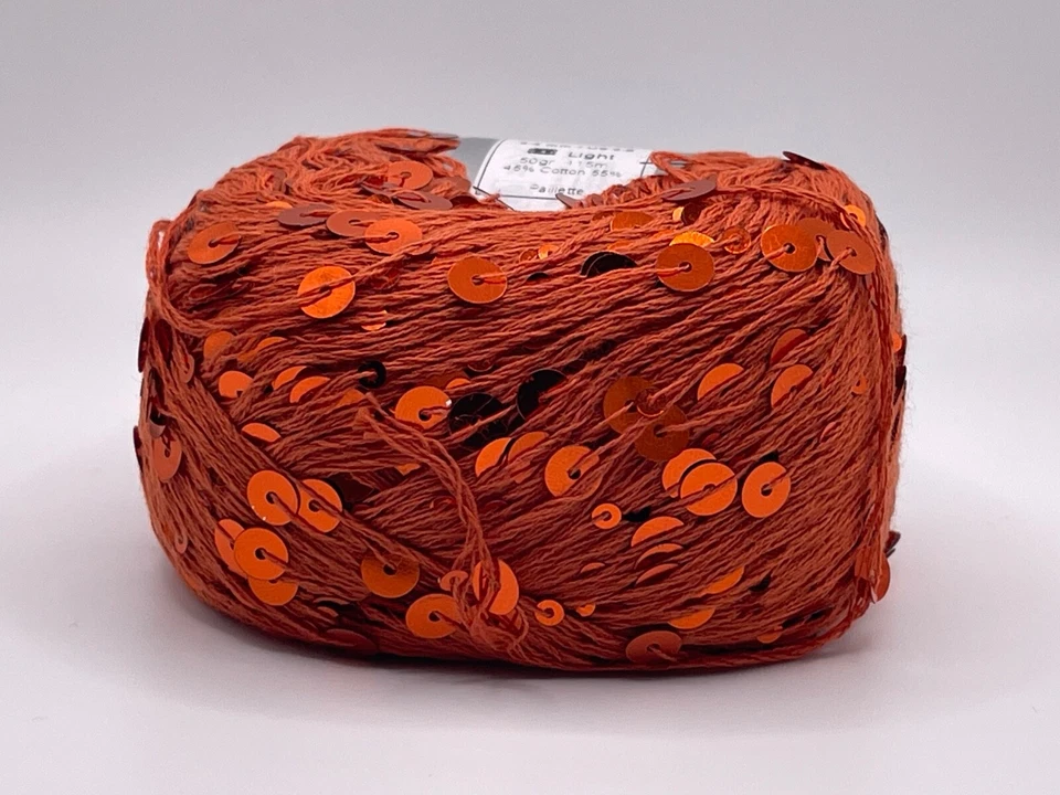 Хлопковая блестка темно-оранжевая 82403 пряжа для льда 50 г 125 ярдов DK большие и маленькие блестки - Изображение 1 из 4