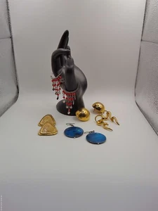 Vintage LOT Five Pairs PIERCED Earrings Gold & Silver tones, Enamel & Beads - Picture 1 of 4