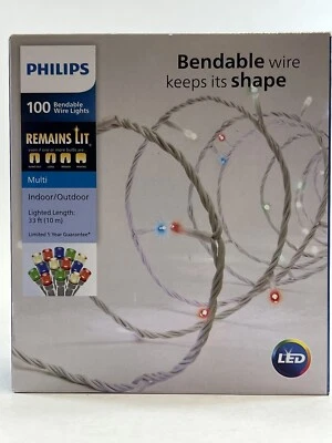 100 LED Multicolor Bendable Christmas Light Set Outdoor Holiday Decor White Cord - Image 1 of 2