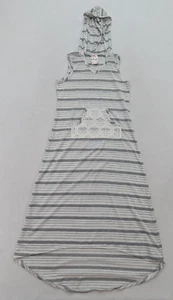 Jenna & Jessie Girl's Maxi Dress Size L 14 Gray White Striped Hooded Sleeveless - Picture 1 of 12