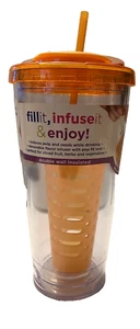 Cool Gear 23 Ounce Flavor Infuser Water Bottle Orange BPA Free ClearPlastic Mug - Picture 1 of 4