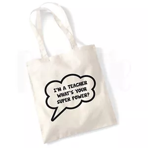 Super Power Teacher Canvas Tote Bag- GIFT FOR THANK YOU TEACHER - Picture 1 of 1