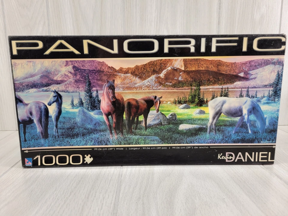 Kevin Daniel 1000 PC Jigsaw Puzzle Horses Mountains Panorific Panorama Sure-Lox
