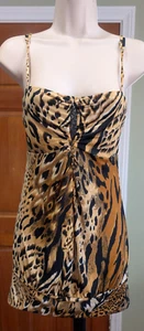 Wet Seal Bodycon Minikleid Animal Print Wasserfallausschnitt M Spaghettiträger - Bild 1 von 12