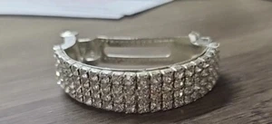 Bridal Wedding Prom Dome Shape Silver Tone Clear Crystal Barrette Hair Clip - Picture 1 of 3