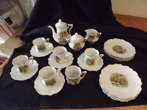 ANTIQUE child's 22pc TEASET German ORIGIN porcelain / gold gilt rims VICTORIAN - Picture 1 of 15