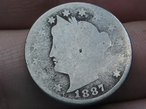 1887 Liberty Head V Nickel 5 Cent Piece- About Good Details Cover