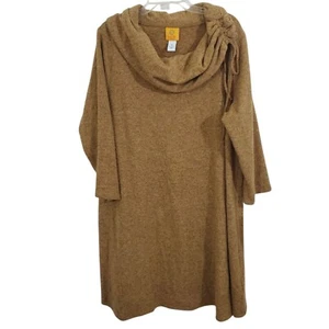Ruby Rd Cozy Cowl Neck Dress Cognac Brown NWT Size 1X Comfy Soft Casual - Picture 1 of 10