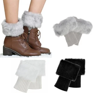 3 Pairs Women Faux Fur Boot Cuffs Winter Furry Fuzzy Leg Warmers Boot Topper ... - Picture 1 of 7