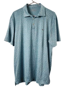 Vineyard Vines Mens L Fish Print On-The-Go Sankaty Polo Shirt Short Sleeve - Picture 1 of 5