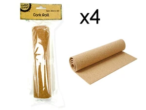 New Set of 4 Rolls Craft Cork Roll Sheet 1Mx 20cm Craft School Project - Foto 1 di 1