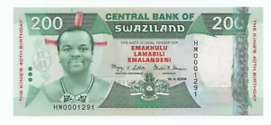 Swaziland 200 Emalangeni 19-4-2008 Pick 35 UNC Uncirculated Banknote - Picture 1 of 2