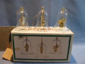 BELLS, VINTAGE GLASS ORNAMENTS, FIGURE INSIDE, VINTAGE TAIWAN, NOS - Imagen 1 de 10