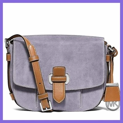 Bolso Mensajero Michael Kors Romy Mediano Gamuza Cuero Lila Púrpura NUEVO $298 Foto 1 de 4