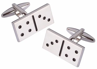 Fortuna Sette 7 Domino Casinò Gioco D'Azzardo Argento Rodio Gemelli Da Diretta - Immagine 1 di 4