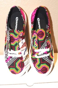 SUPERGA EMBROIDER HUICHOL SNEAKERS SHOES  BORDEAUX FANTASIA LINE WOMAN 7.5 MEN 6 - Picture 1 of 3