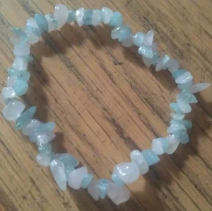 PULSERA AGUAMARINA Y CUARZO ROSA CRISTAL CURATIVO ASTILLAS CUENTAS - AMOR, CORAZÓN  - Imagen 1 de 3