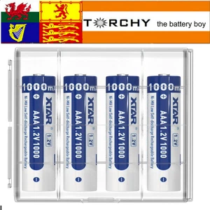 4x Xtar AAA NiMh 1.2v 1000mAh Rechargeable Batteries in protective case FREE P&P - Picture 1 of 4