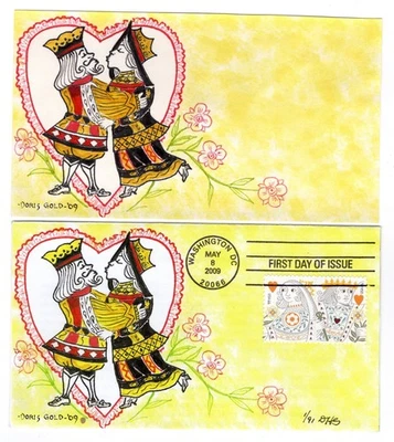 #4404-05 Love 2009 FDC - Doris Gold Hand-painted Mock-up Proof 1/1 - Image 1 of 2
