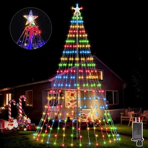 Kit de luces de árbol de Navidad con poste de bandera exterior de 23 pies, 630 LED asta de bandera árbol de Navidad - Imagen 1 de 6