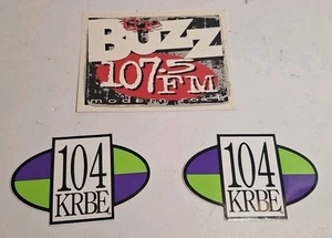 3  Houston Radio Decal Bumper Sticker Vintage The Buzz 107.5 FM Rock, 104 KRBE - Picture 1 of 8