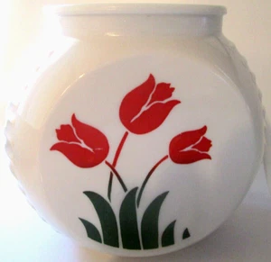 Vintage Fire-King Red Tulip Glass Grease Jar No Lid - Picture 1 of 10