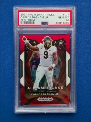 2021 Prizm Draft Picks - Carlos Basham Jr. - Red Prizm - Rookie - PSA 10 - Image 1 of 2