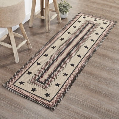 Accent Rug/Runner Colonial Star Jute Country 24x78 Rect No Slip Floor VHC Brands - Image 1 of 4