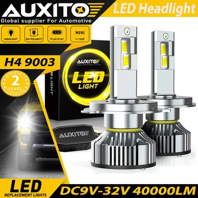 AUXITO 2X H4/9003/HB2 LED Bulbs Y19 Series Dual Hi/Low Xenon White 6500K 40000LM Foto 1 de 4