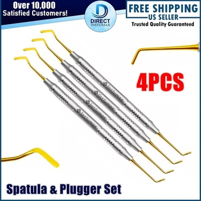 Dental Composite Filling Instruments Spatula & Plugger Titanium Gold Tips - Image 1 of 4