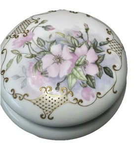 Vintage French Victorian Style Porcelain Powder Jar Elite Works Hand Painted - Picture 1 of 13
